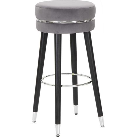 Sgabello da bar Paris grigio e silver in tessuto e metallo – H 74 cm