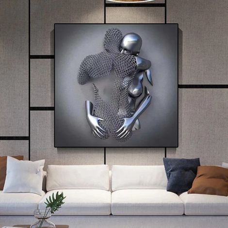 Lot Métal Sculpture Personnage Affiche Art Moderne Décoration Murale Toile Sans Cadre Toile 1 K173-1 40x40cm Toile Seule (1/5)