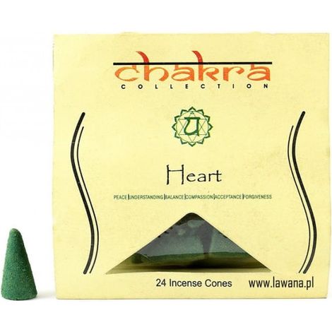 HERZ-Räucherkegel für das 4. Chakra, 24 Stück, Song of India
