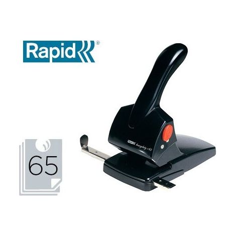 Rapid Locher HDC 65, schwarz, ergonomischer Griff Stanzleistung: 65 Blatt, großer Auffangbehälter (20922601) (20922601)
