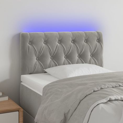 Tête de lit à LED Armoire de tête de lit Gris clair 80x7x78/88 cm Velours 37406 (1/5)