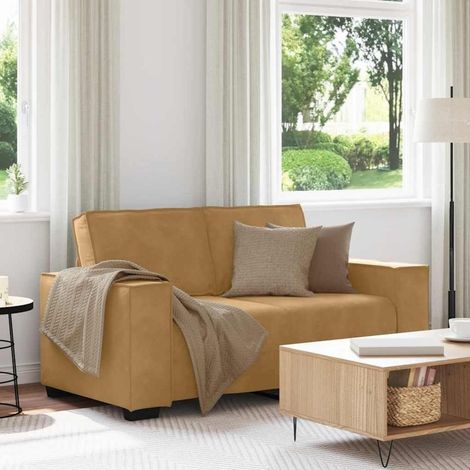 2-Sitzer Sofa Samt Braun 120 cm mit breiten Armlehnen (1/5)