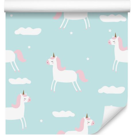 Carta da parati "Unicorni tra le nuvole" per soggiorno e camera da letto, 50x1000 cm (1/5)