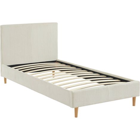 sweeek - Bett mit Lattenrost und Kopfteil, 90x190cm breit gerippter Cord