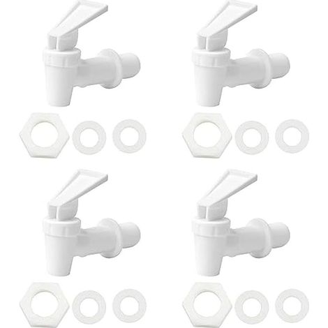 Lot de 4 distributeurs de boissons en plastique - Robinet de rechange pour distributeur d'eau - Convient pour boissons froides et chaudes, fût de bière, verre, café, jus, fontaine à boire, noir et