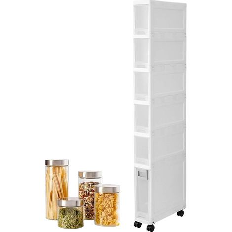 Meuble de salle bain étroit Organiseur supérieur et design fin avec tiroirs rangement pour , commode (1/5)