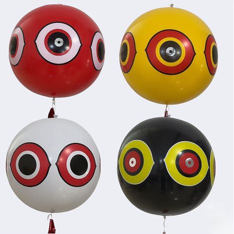 Lot de 4 ballons répulsifs pour oiseaux avec yeux réfléchissants et rayures crépitantes pour effrayer les moineaux et les pigeons (1/5)