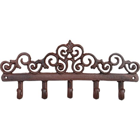 Porte-manteau en fonte - L 3,8 x l 32,1 x H 13,9 cm - Marron - Livraison gratuite