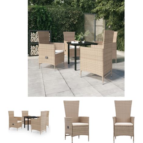 Gartenstühle - vidaXL 5-tlg. Garten-Essgruppe mit Kissen Beige - Gartenmöbel Set (1/5)