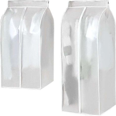 Housse de protection anti-poussière et anti-mites pour vestes, manteaux et costumes (transparente - 60 x 50 x 90 cm + 60 x 50 x 120 cm) (1/4)