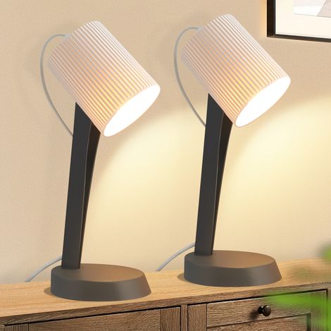 GBLY Lampada da comodino , lampada da tavolo per soggiorno con cavo - confezione da 2, piccola lampada E14, grigio scuro, stile rustico moderno per sala da pranzo e camera da letto - senza lampadina