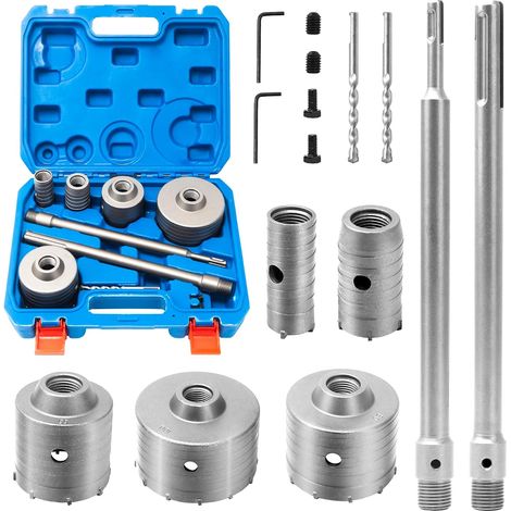 9PCS Scie Cloche Trépan Béton Scie Trépan Carotteuse à Sec Coupe Trou Mur 30mm 40mm 65mm 80mm 100mm Foret Pierre avec Adaptateur SDS Plus SDS MAX et Foret de Centrage Pour Ciment, Brique, Pierre, Mur (1/5)