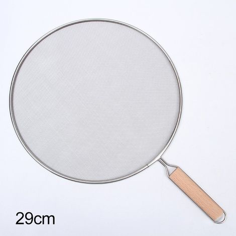 Ecran Anti-éclaboussures - Inox - Maille Fine - Poignée En Bois - Pour Poêles Et Casseroles - 29 cm - 1 Pièce (1/5)