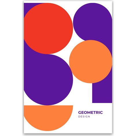 Tableau géométrique cercles violet et orange (1/5)