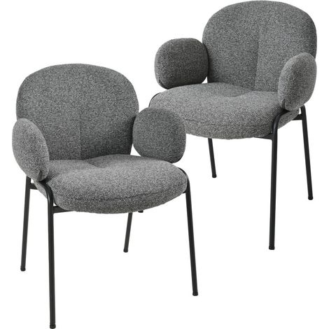 Goeurvant Sedie Eleganti con Schienale Curvo e Piedini Regolabili, Stile Scandinavo - Set di 2 - Grigio scuro