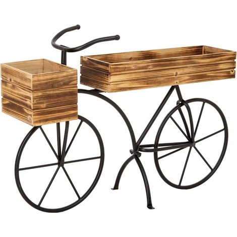 Carro macetero de madera marrón 104x28x68.5h cm