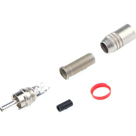 Fiche RCA RS PRO Mâle, Montage sur câble Droit, Contacts plaqués Nickel, Argent ( Prix pour Sachet de 5 )