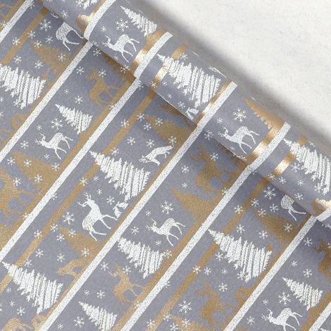 Papier cadeau de Noël Eifson Festas, Solstice d'hiver, 43 cm x 10 m (argent) (1/5)