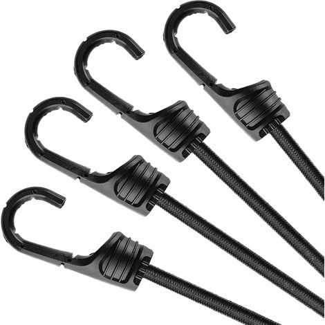 Lot de 4 tendeurs élastiques noirs robustes de 61 cm (24 pouces) avec crochets (1/5)