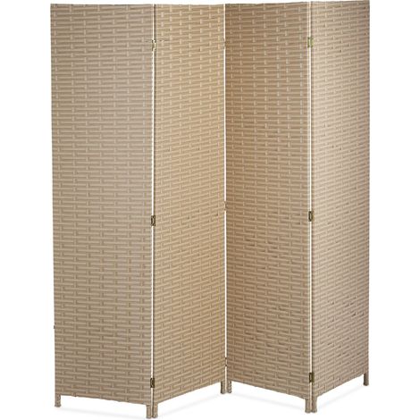 Pratico paravento divisorio pieghevole dal design moderno 180 x 180 x 2 cm in plastica bianca 130010089