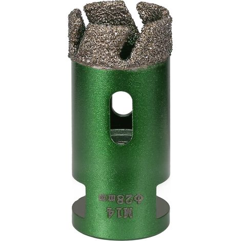 Foret diamanté pour carrelage sec de 28 mm, raccord fileté M14, scie cloche brasée sous vide, foret diamanté pour maçonnerie, couronne de forage pour carrelage, marbre, granit, porcelaine (1/5)