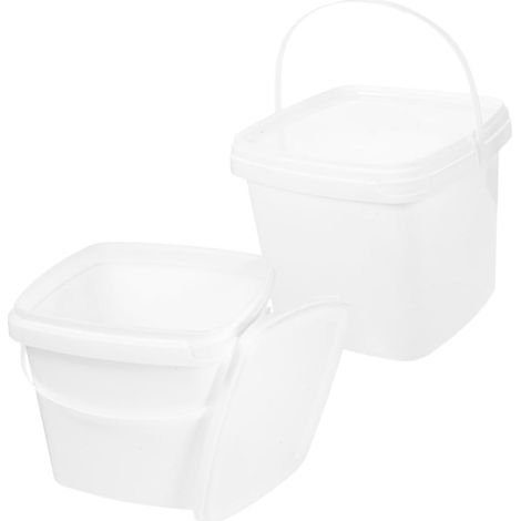 2pièces Seaux Plastiques Carrés Avec Couvercles Étanches Et Poignées Lot De Légers Et Portables Pour Stockage Alimentaire Et Liquides (1/5)