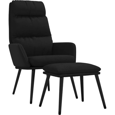 Maison Exclusive - Poltrona Relax con Sgabello Nero in Tessuto e Similpelle (1/5)