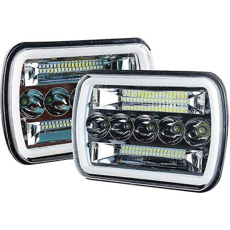 paire de phares LED 240 W 5x7 pouces 7x6 pouces avec feux de route/croisement et anneaux lumineux pour Wrangler XJ YJ (1/5)