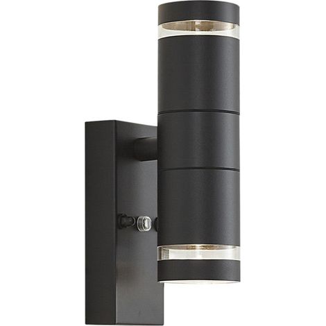 QAZQA Lámpara de pared moderna para exterior negra 2-luces IP44