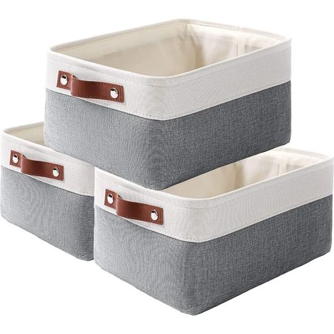 Panier Rangement - Lot de 3 - Tissu Tissé - Pliable - Vêtements Jouets - 31x21x18 cm (1/5)