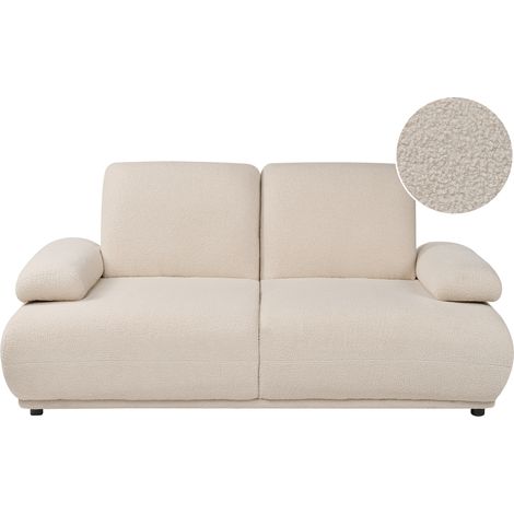 Sofá de 2 plazas con reposabrazos y respaldo ajustables patas de madera moderno bouclé beige Nacka