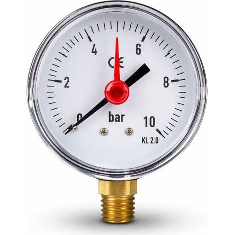 Manometro Pressione Acqua Autoclave Attacco Radiale 1/4" 0-10Bar Ø63mm (1/4)