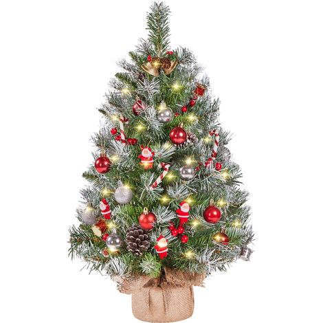 Yaheetech Mini Albero di Natale Artificiale da 92 cm Piccolo Albero Innevato con 50 Luci a LED 70 Bacche Rosse e 10 Pigne Ideale per Decorazioni Interni (1/5)