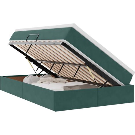Maison Exclusive - Letto con contenitore e materasso Verde Scuro 120 x 200 cm