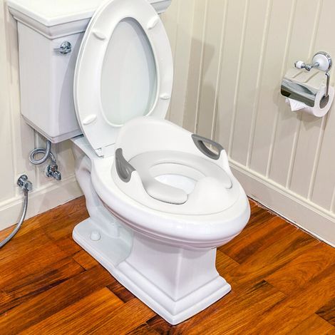 Bébé Réducteur de Toilette, Rehausseur WC Enfant Siège de Toilette Avec Coussin Poignée Dossier, Blanc