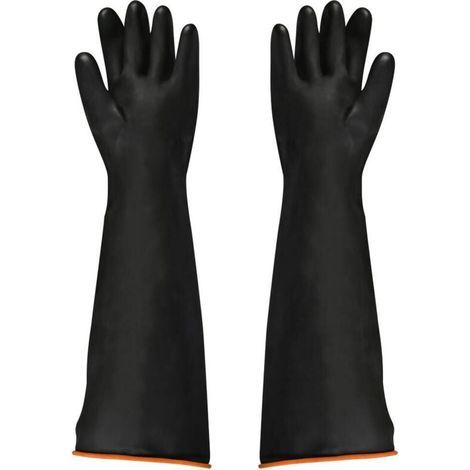 Gants en latex noir, 1 paire, 55 cm, résistant aux acides/alcalis/travail de sécurité industrielle, gants de protection (1/4)