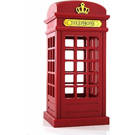Lampada notturna a LED stile cabina telefonica londinese retrò – sensore tattile – caricatore USB – luce da comodino