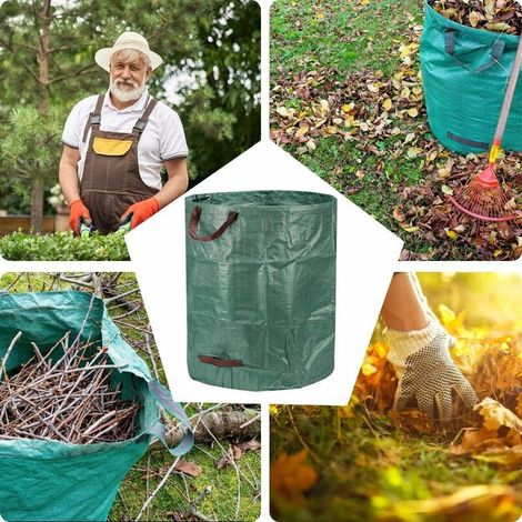 2PCS 272 L Sacs de Jardin, Sacs à Déchets de Jardin Résistants, étanche Heavy Duty Grande Sacs avec Poignées, Pliable et Réutilisable (1/5)