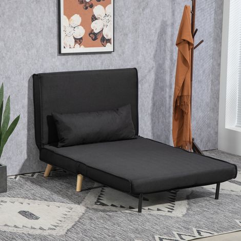 Poltrona reclinabile con funzione letto, per 1 persona, design moderno, portata massima 350 kg, dimensioni 94x78x80 cm, colore nero.