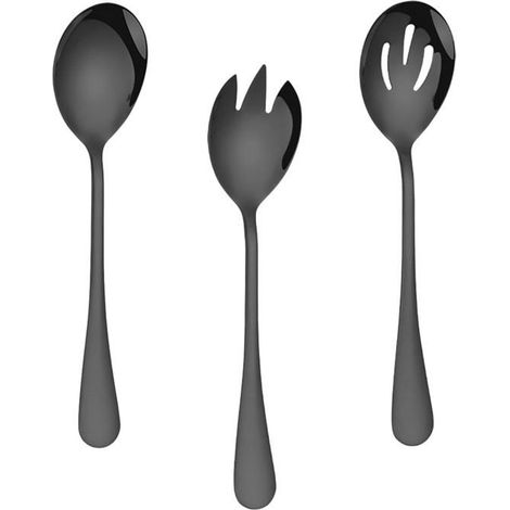Ensemble de cuillères à salade et de cuillères de table en acier inoxydable, vaisselle de buffet de restaurant (1/4)