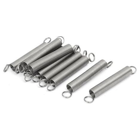 Zugfeder 0,6 mm x 7 mm x 50 mm, Edelstahl 304, silberfarben, 10 Stück (1/3)