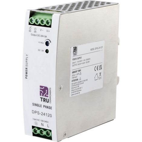 TRU COMPONENTS TC-10580796 Hutschienen-Netzteil (DIN-Rail) 24 V/DC 5 A 120 W Anzahl Ausgänge:1 x I (1/5)