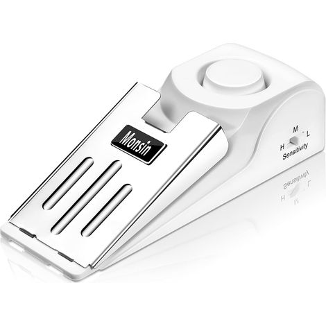 Butée de porte avec alarme de sécurité de 120 dB - Butée de porte pour voyage, appartement, maison (lot de 1) (1/5)