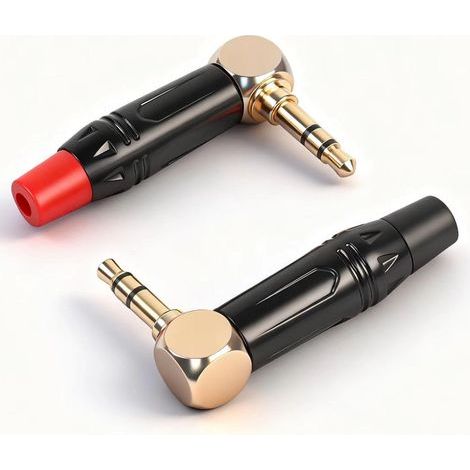 2 Pièces Adaptateur Fiche Stéréo 3,5mm TRS,Fiche Audio souder 3,5mm,Adaptateur Connecteur prise jack TRS stéréo 3 pôles(noir + rouge) (1/5)