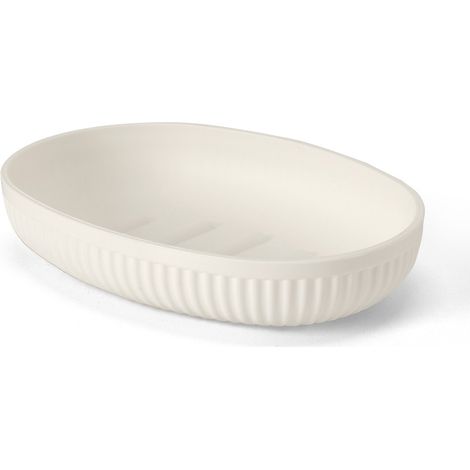 Porta saponetta da appoggio bianco crema in plastica rigida cannettata Arizona (1/5)