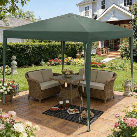 Tonnelle pliante 3x3 m en tissu Oxford et métal vert, facile à monter pour jardin FloraGrace (1/5)