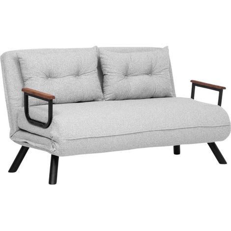 Fauteuil convertible tissu BOUKA - 1 ou 2 places 2 places-Gris clair-2 places (1/5)