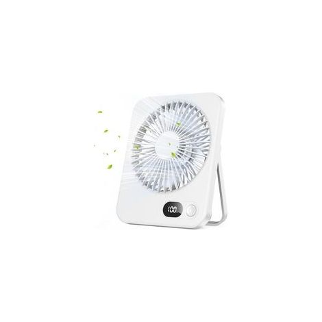 Tragbarer Tischventilator – USB-Anschluss, 5 Geschwindigkeitsstufen, geräuscharm, LED-Anzeige, wiederaufladbarer, kabelloser Ventilator für Zuhause, Büro und Außenbereich (1/5)