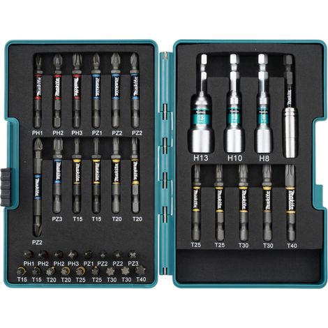 Makita Impact Premier Bit-Set ( E-26179 ) 38 tlg. Torsions Bits mit Bithalter und Steckschlüsseln