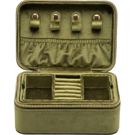 Organizador de joyas de viaje de terciopelo con cremallera, bandeja expositora portátil, ideal para guardar pendientes, etc. (1/5)